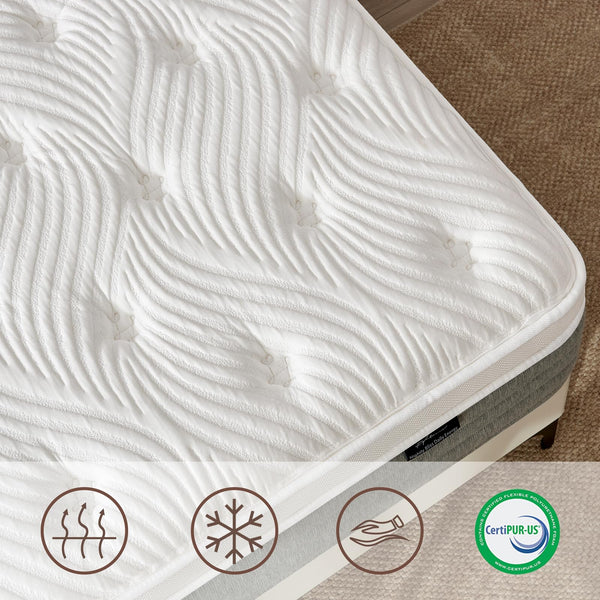 12-Inch Full Size Hybrid Mattress – Memory Foam & Pocket Springs, Medium Firm