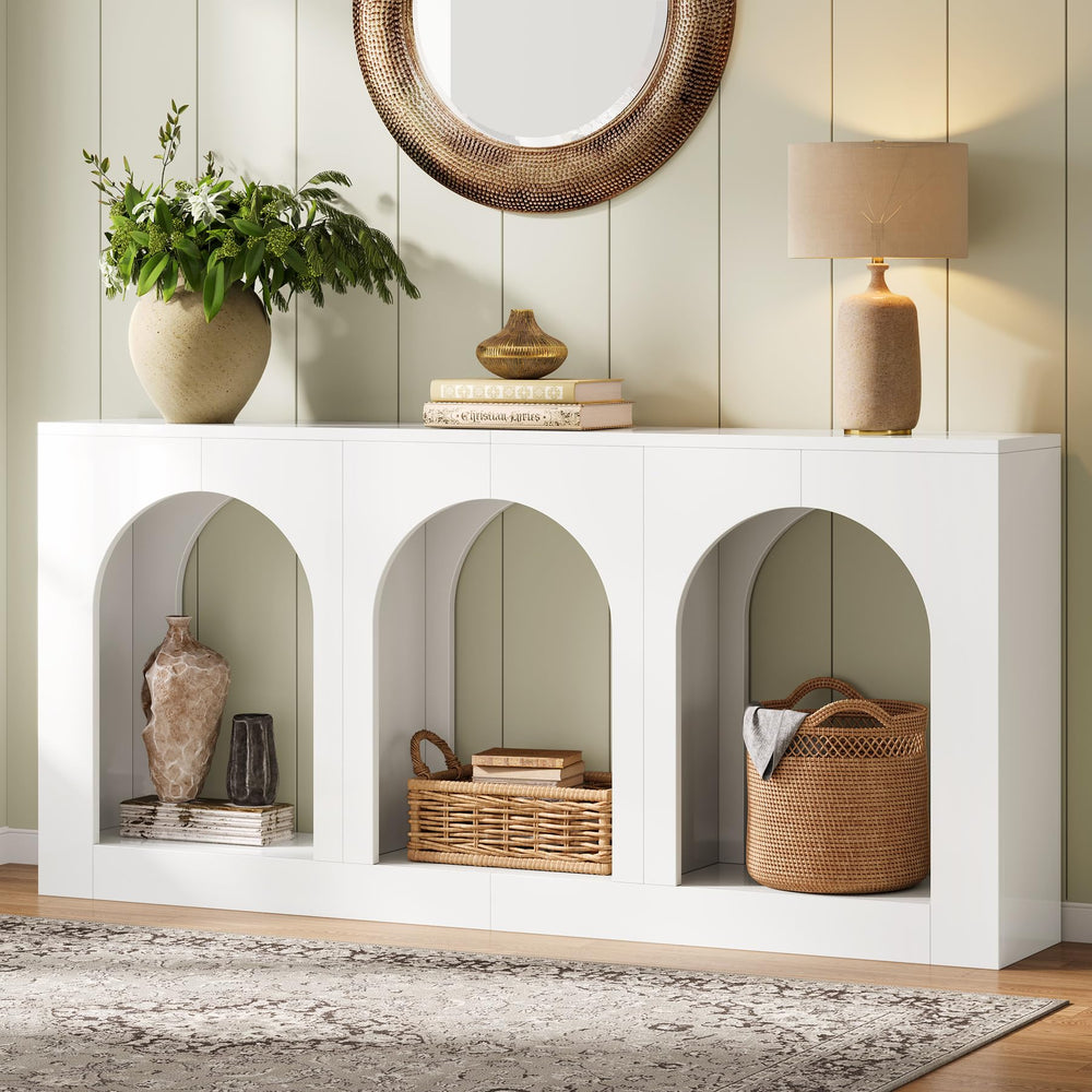 70.9" Console Table with 3 Arched Shelves