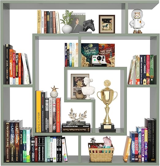 8-Shelf Geometric Bookcase – Freestanding & Wall Mount