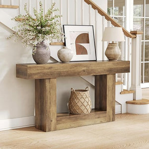 63-Inch 2-Tier Console Table | Farmhouse Sofa & Entryway Table