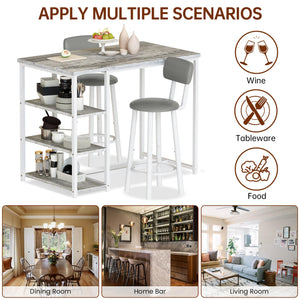 Counter Height Bar Table Set with Storage & Stools