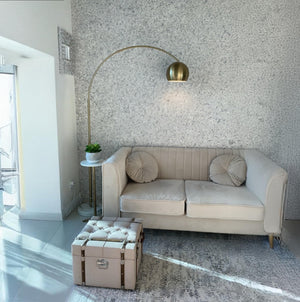 Arc Floor Lamp with Marble Base and Globe Shade