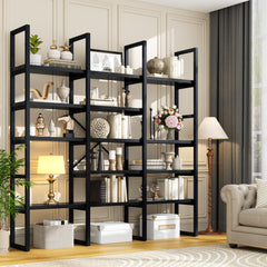 Triple Wide 5-Tier Industrial Bookshelf