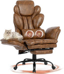 Wide Seat Reclining Office Chair with Flip Armrests & Footrest