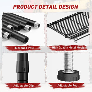 5-Tier Heavy Duty Wire Shelving Unit with Adjustable Shelves