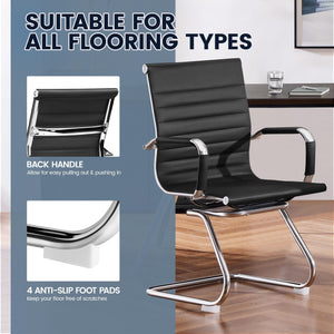 Mid-Back Faux Leather Reception Chair, Set of 2