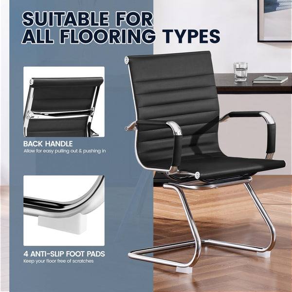Mid-Back Faux Leather Reception Chair, Set of 2