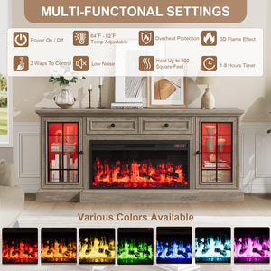 Fireplace TV Stand with Electric Fireplace, 70" Entertainment Center