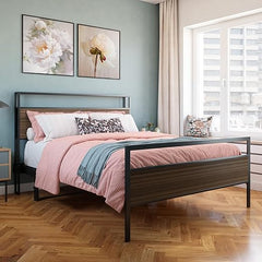 Space Saving Lift Bed with Built-In Charging Station – Dark Walnut