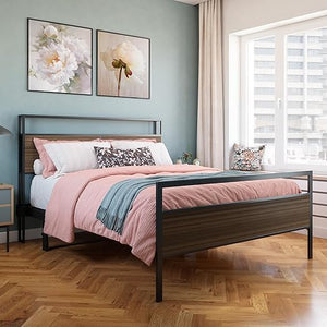 Space Saving Lift Bed with Built-In Charging Station – Dark Walnut
