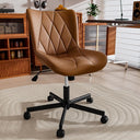 Armless Adjustable Desk Chair – PU Leather, Memory Foam Seat