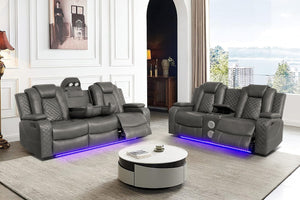 3-Piece Power Recliner Sofa Set with LED & Wireless Charging