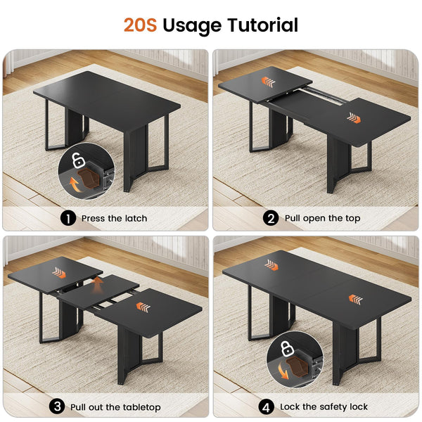 Extendable Dining Table Set with Cushioned Chairs | Seats 4–6