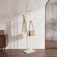 Freestanding Coat Rack with Marble Base & 14 Hooks