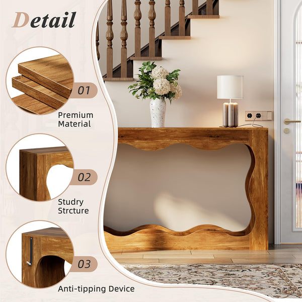 Farmhouse Console Table with LED Light