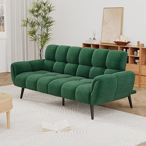 Convertible Futon Sofa Bed – 76.77" Linen Sleeper Couch with Adjustable Backrest