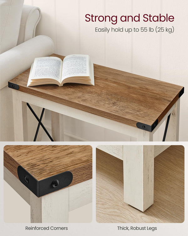 2-Tier Farmhouse End Table with Bottom Shelf