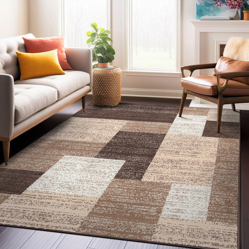 Contemporary Distressed Geometric Area Rug
