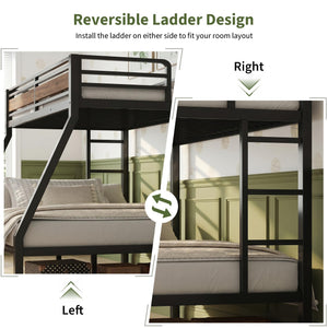 Twin Over Full Metal Bunk Bed with Guardrails