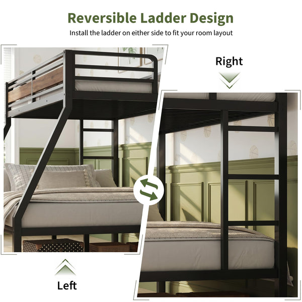 Twin Over Full Metal Bunk Bed with Guardrails