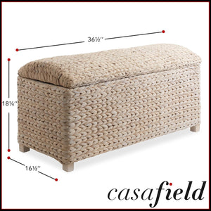 Water Hyacinth Storage Trunk with Curved Lid & Safety Hinge