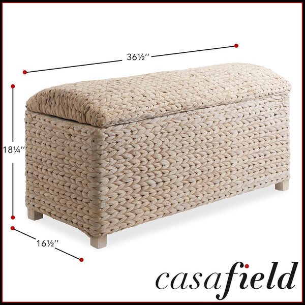 Water Hyacinth Storage Trunk with Curved Lid & Safety Hinge