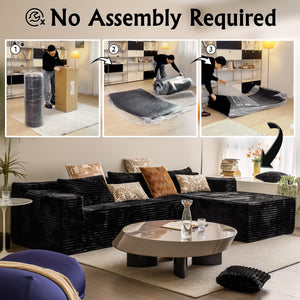 104" L-Shape Sectional Sofa with Chaise – Corduroy, No Assembly
