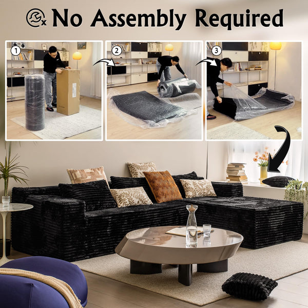 104" L-Shape Sectional Sofa with Chaise – Corduroy, No Assembly