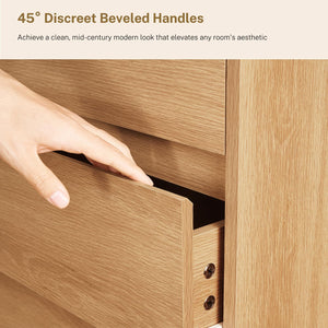 55-Inch 6-Drawer Dresser – Natural Wood Finish