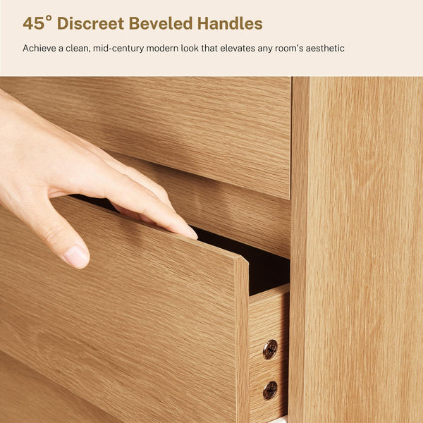 55-Inch 6-Drawer Dresser – Natural Wood Finish