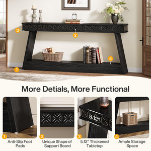70.9" Farmhouse Console Table with 2-Tier Storage