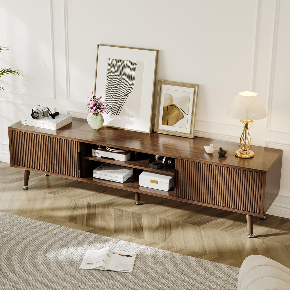 62-Inch TV Stand with Storage – Mid-Century Modern Media Console