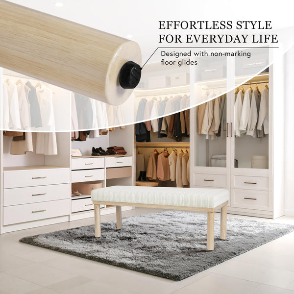 Upholstered Accent Bench with Wood Legs