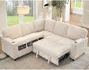 L-Shaped Sectional Sleeper Sofa with Pull-Out Bed & Storage
