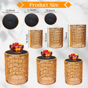 Bohemian Solar Outdoor Side Tables Set of 3