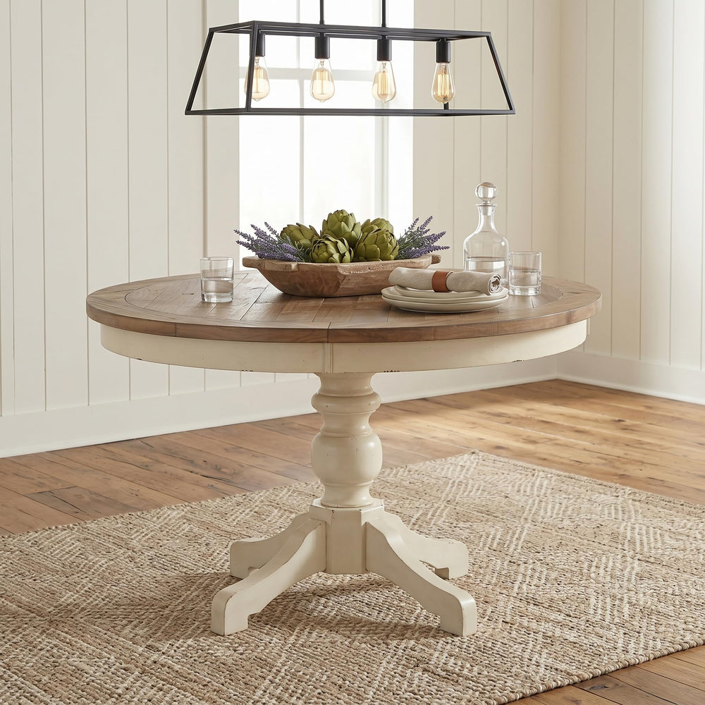 5-Piece Round Dining Table Set with Cross Back Chairs