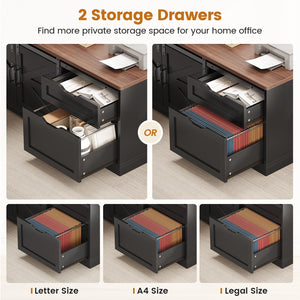 L-Shaped Standing Desk with Storage Drawers & Power Outlets