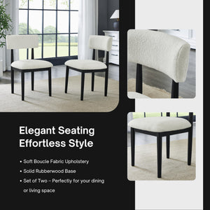 Boucle Upholstered Dining Chairs Set of 2