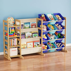 3-Tier Kids Toy Storage Organizer with 4 Shelves & 12 Bins