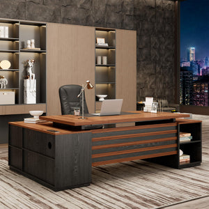 L-Shaped Executive Desk with Storage & Power Outlet, 78"
