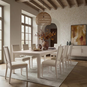 Extendable Dining Table Set with Upholstered Chairs, Off-White
