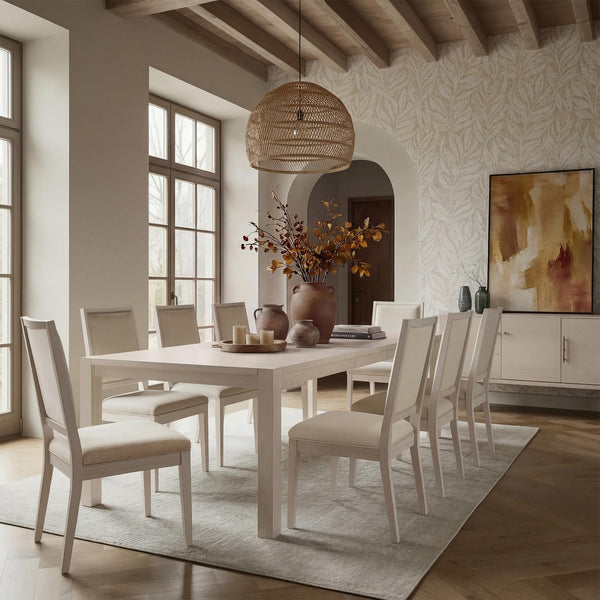 9-Piece Extendable Dining Table Set with 8 Upholstered Chairs