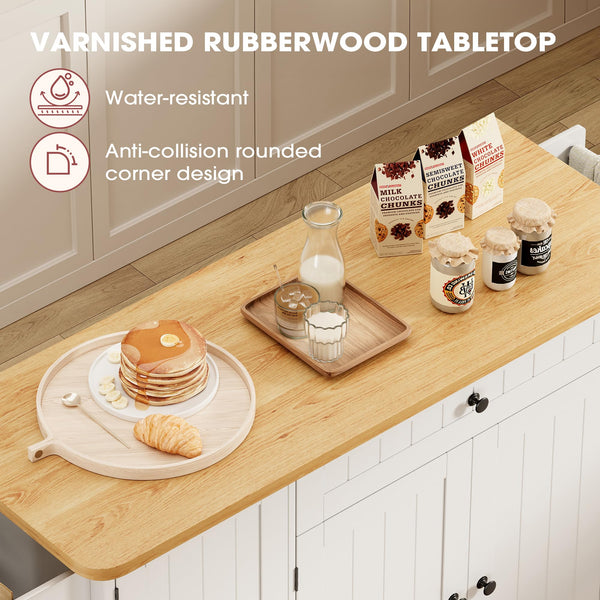 Rolling Kitchen Island with Storage & Drop Leaf