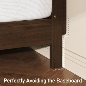 Solid Wood Bed Frame with Tall Headboard, Charging Station & RGB LED