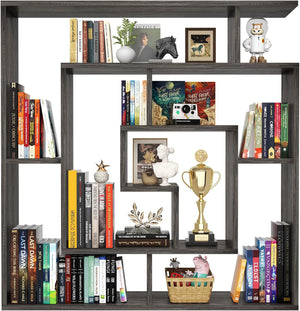 8-Shelf Geometric Bookcase – Freestanding & Wall Mount
