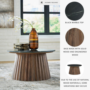 Round Cocktail Accent Table with Lower Shelf