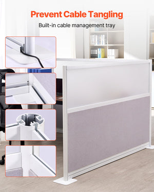 2-Pack Freestanding Office Partition with Frosted Acrylic Windows