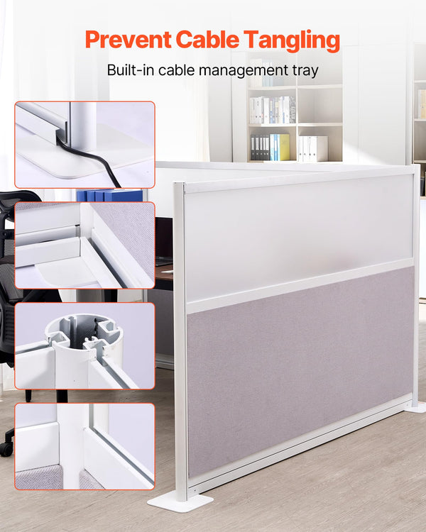 2-Pack Freestanding Office Partition with Frosted Acrylic Windows