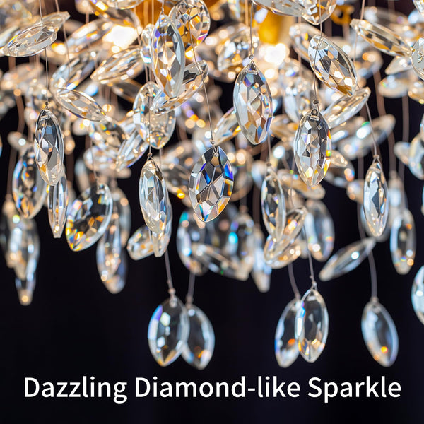 23.6" Gold Crystal Tree Branch Chandelier – 8-Light Pendant