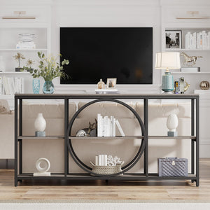 70.9" 3-Tier Console Table | Metal Frame & Wood Shelves